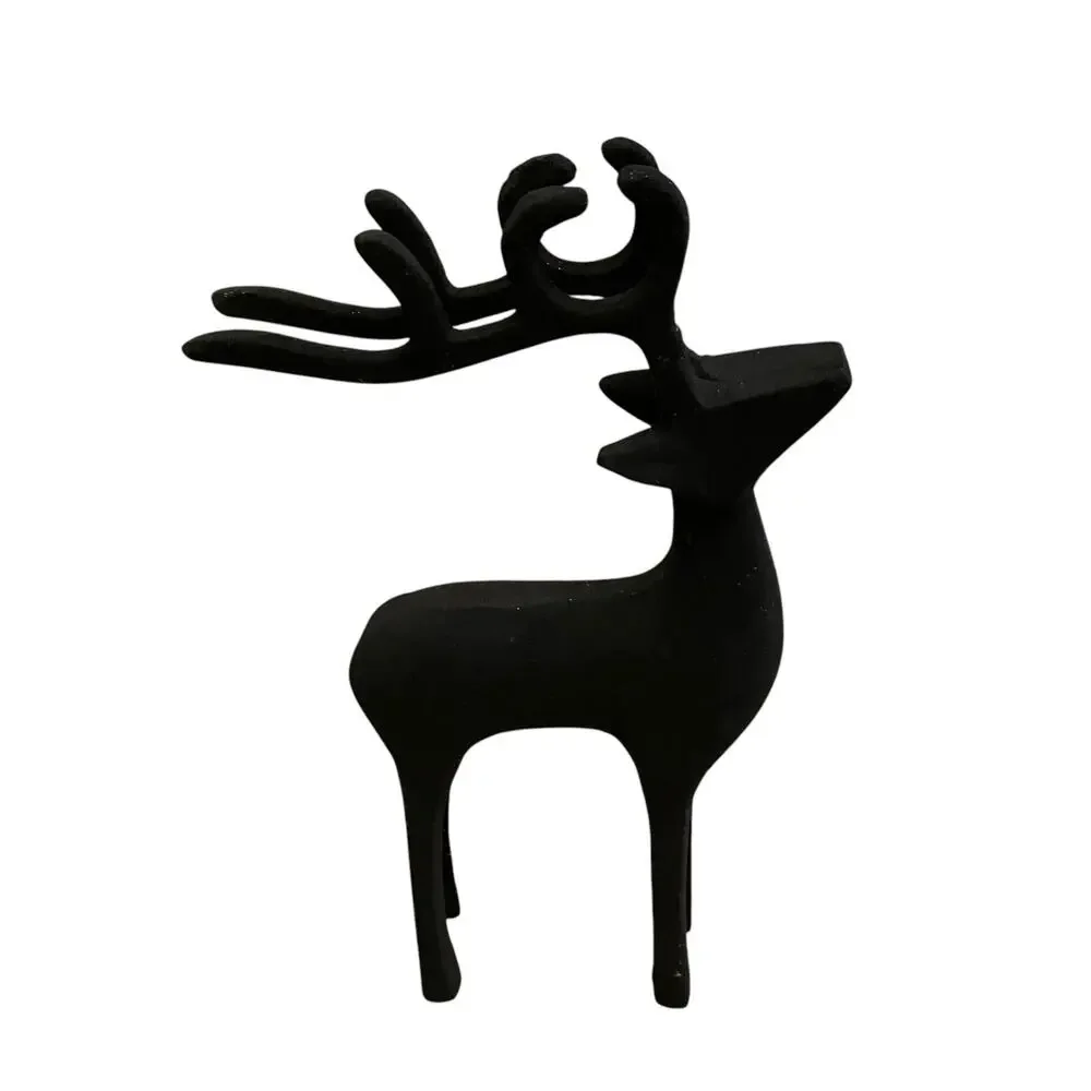 Set of 2 Black Metal Christmas Reindeer 11in Made in India Holiday Decor New
